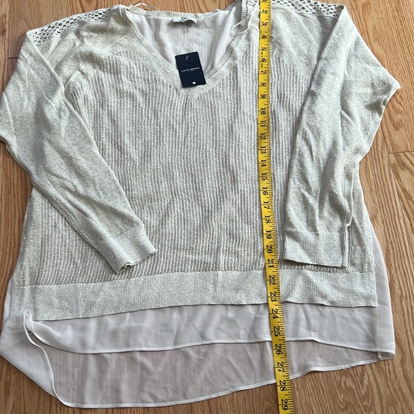 New! Lucky Brand XlL silver mesh shimmery linen blend  overlay top. - Picture 7 of 10
